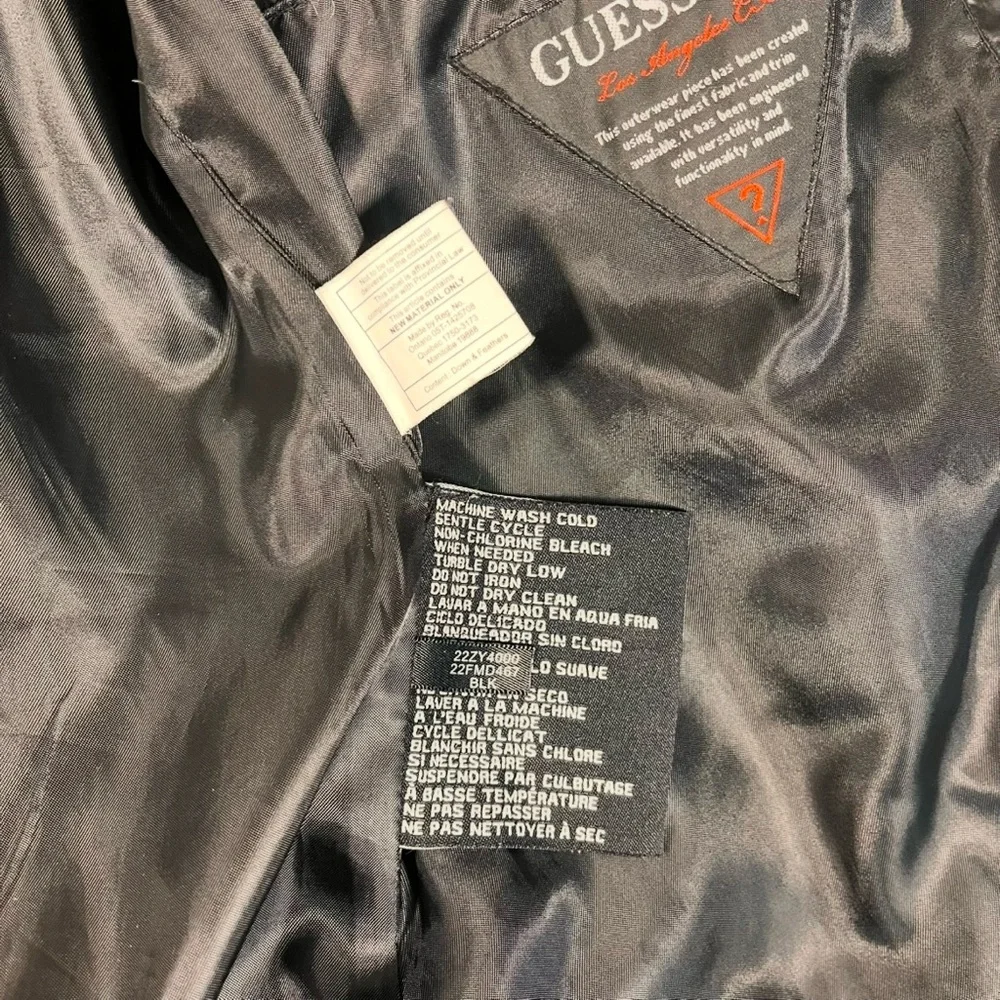 GUESS Womens Quilted Puffer Long Real Down‎ Winter Jacket Coat Black Large